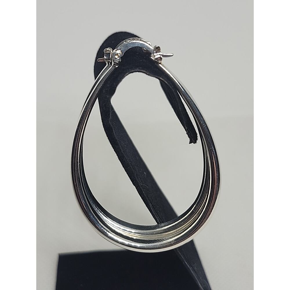 925 Sterling Silver Drop Shape hoop earrings large Dangle Hoop